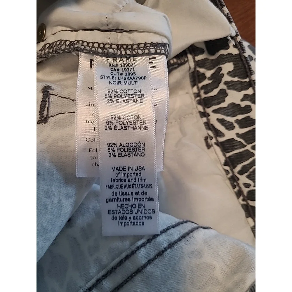 FRAME Denim ANIMAL PRINT LE HIGH ANKLE SKINNY JEANS SZ 26 Gray White Faded - Picture 10 of 12